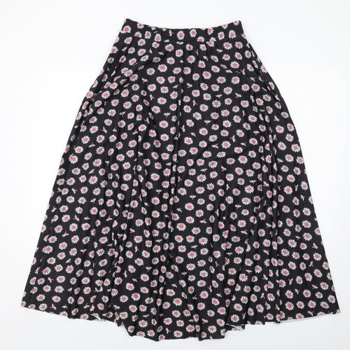 NEXT Womens Black Floral Polyethylene A-Line Skirt Size 10