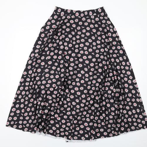 NEXT Womens Black Floral Polyethylene A-Line Skirt Size 10