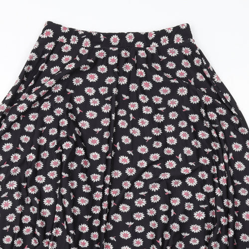 NEXT Womens Black Floral Polyethylene A-Line Skirt Size 10