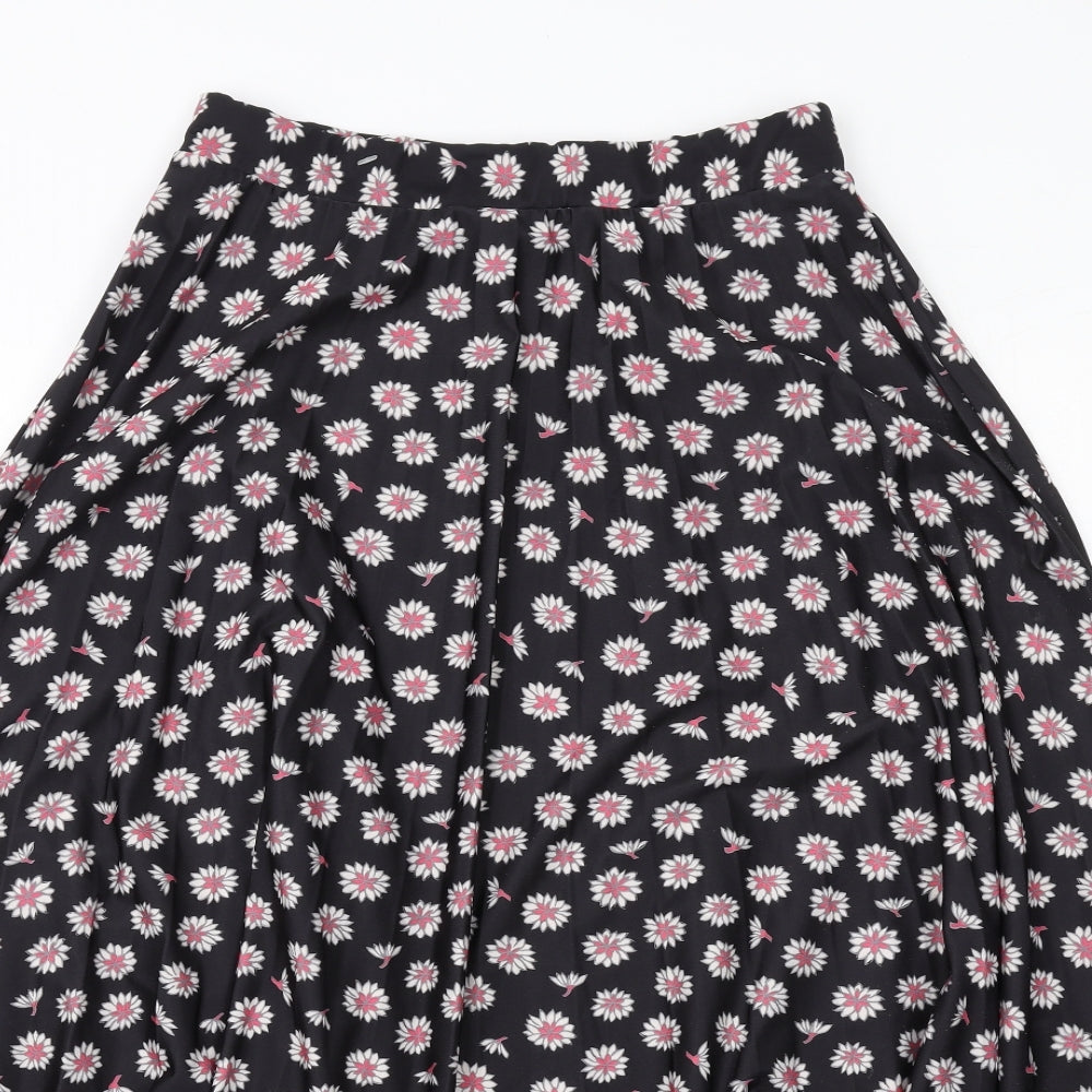 NEXT Womens Black Floral Polyethylene A-Line Skirt Size 10