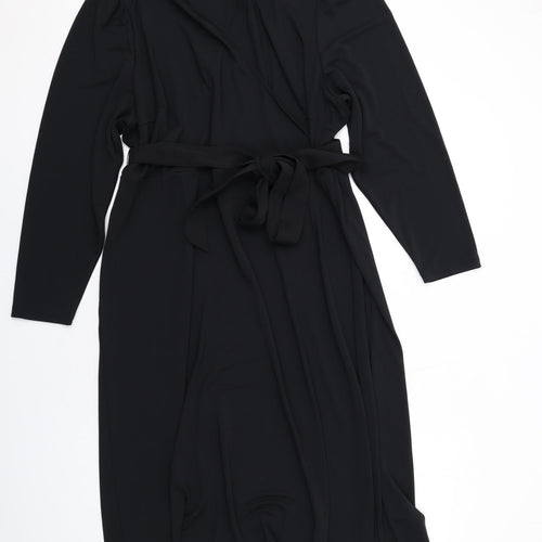 Marks and Spencer Womens Black Polyester A-Line Size 24 Round Neck Pullover