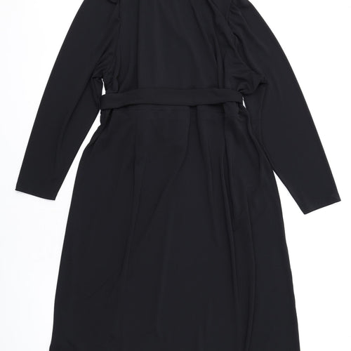 Marks and Spencer Womens Black Polyester A-Line Size 24 Round Neck Pullover