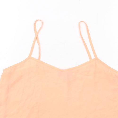 Topshop Womens Orange Polyester Camisole Tank Size 8 V-Neck