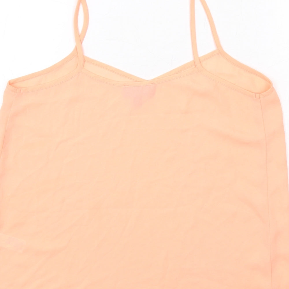 Topshop Womens Orange Polyester Camisole Tank Size 8 V-Neck