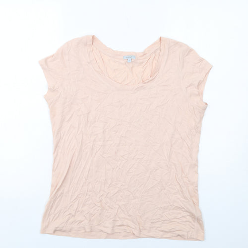 Jigsaw Womens Pink Modal Basic T-Shirt Size L Round Neck