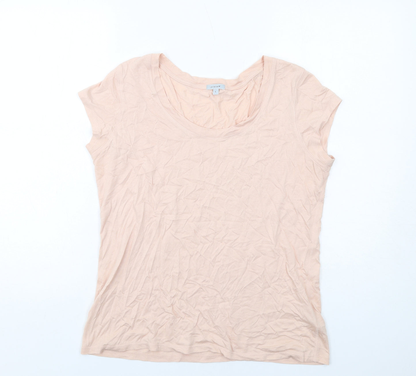 Jigsaw Womens Pink Modal Basic T-Shirt Size L Round Neck
