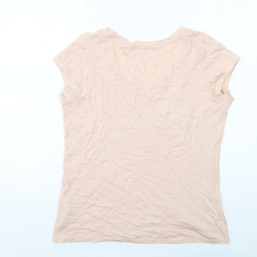 Jigsaw Womens Pink Modal Basic T-Shirt Size L Round Neck