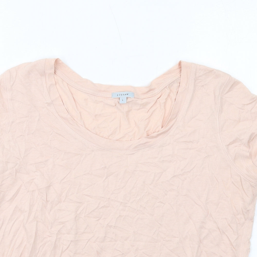 Jigsaw Womens Pink Modal Basic T-Shirt Size L Round Neck