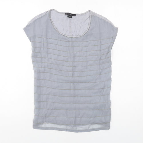 Armani Exchange Womens Grey Modal Basic Blouse Size S Scoop Neck - Embellished