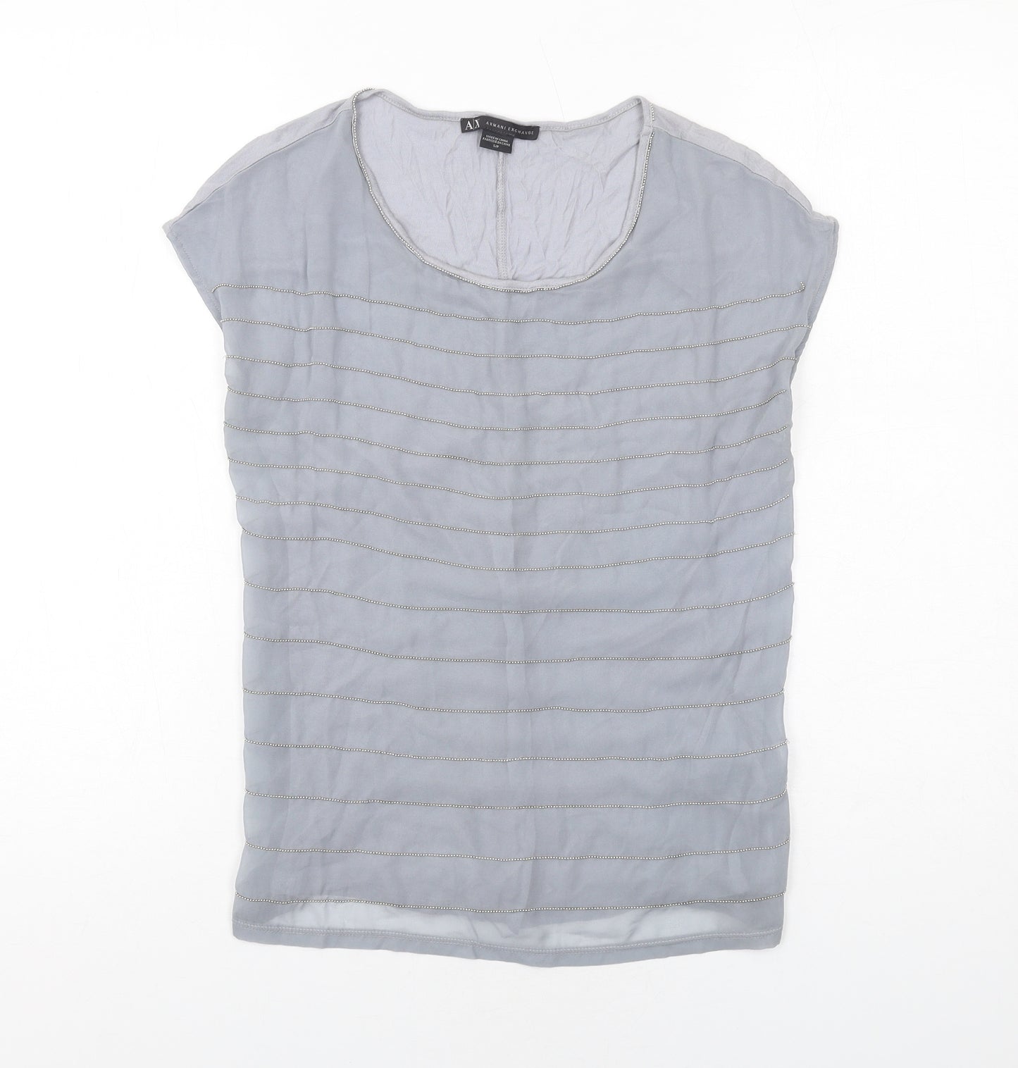 Armani Exchange Womens Grey Modal Basic Blouse Size S Scoop Neck - Embellished