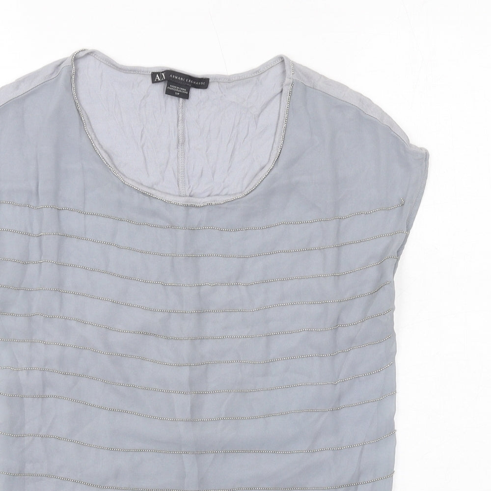 Armani Exchange Womens Grey Modal Basic Blouse Size S Scoop Neck - Embellished