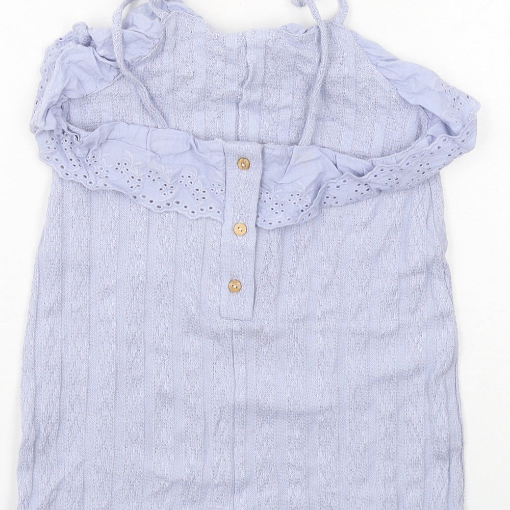 Zara Girls Blue Cotton Playsuit One-Piece Size 3-4 Years Button