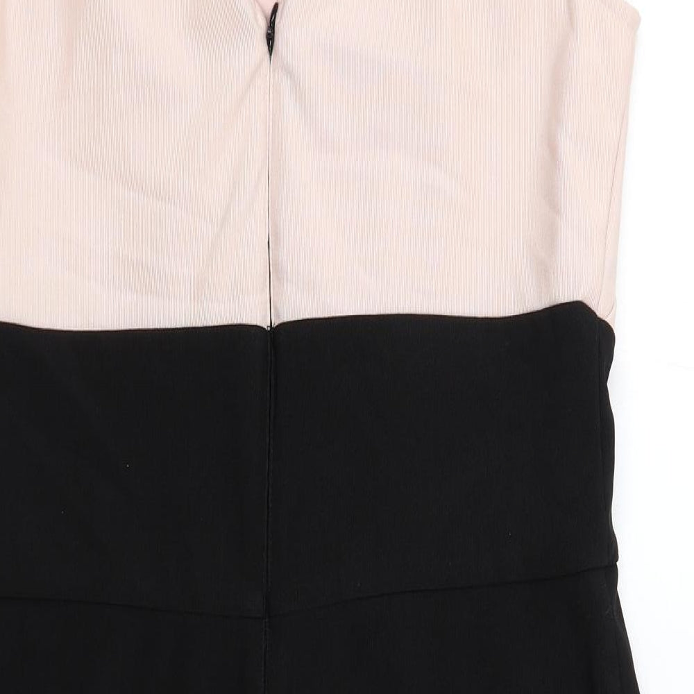 Lipsy Womens Black Colourblock Polyester Pencil Dress Size 16 V-Neck Zip