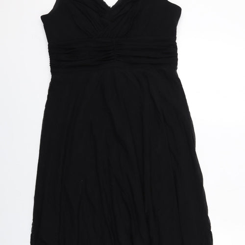 NEXT Womens Black Nylon Tank Dress Size 14 V-Neck Zip