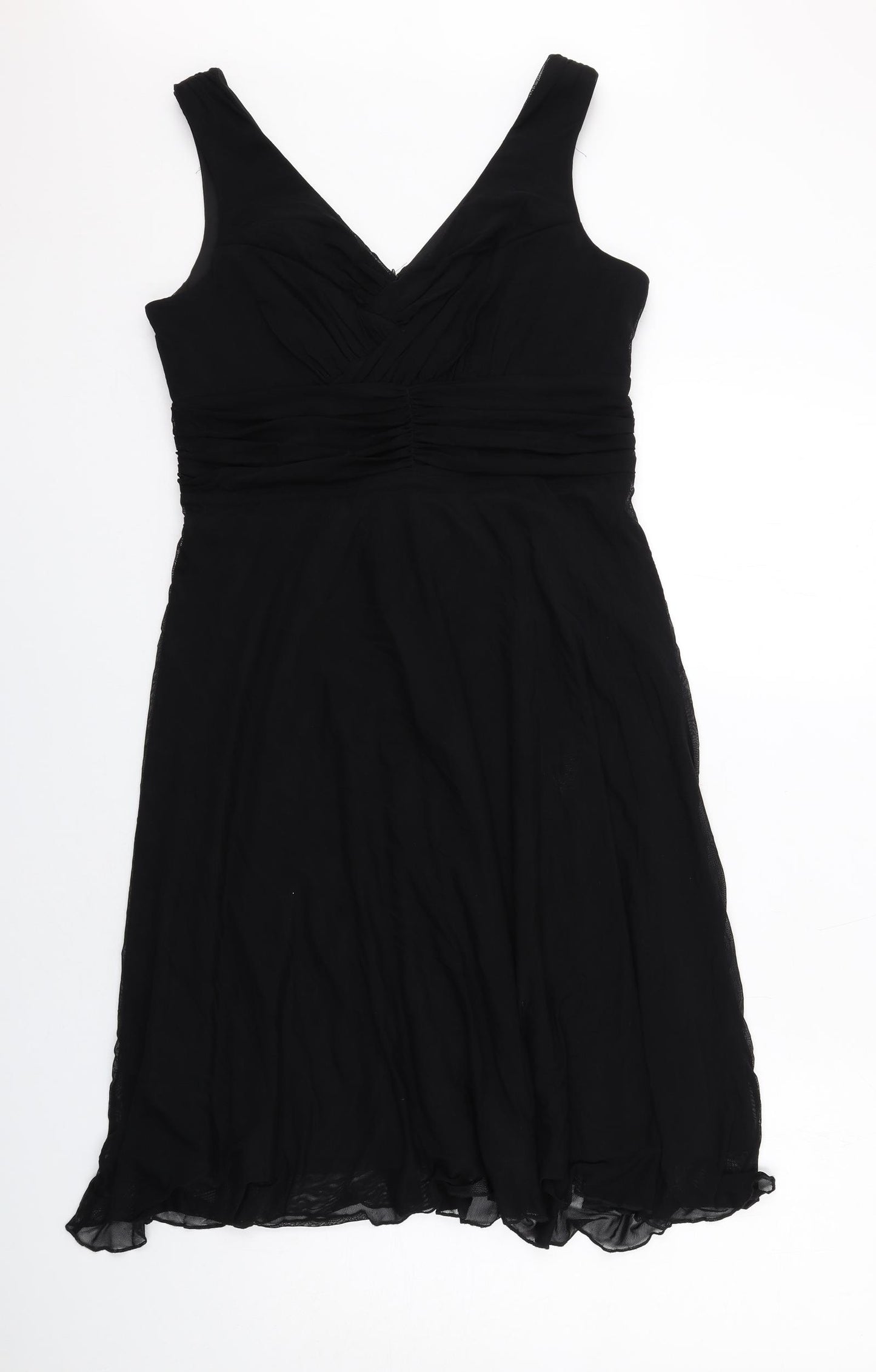 NEXT Womens Black Nylon Tank Dress Size 14 V-Neck Zip