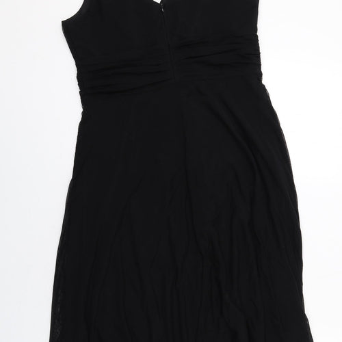 NEXT Womens Black Nylon Tank Dress Size 14 V-Neck Zip