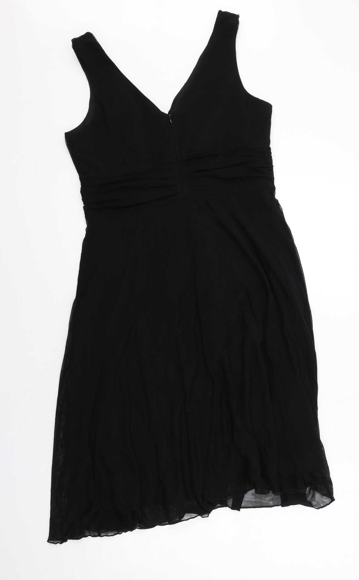 NEXT Womens Black Nylon Tank Dress Size 14 V-Neck Zip