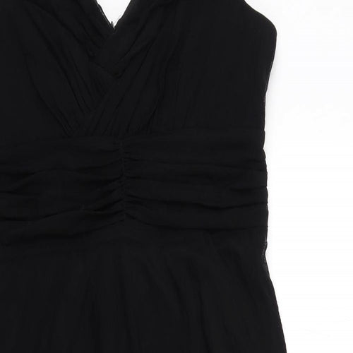 NEXT Womens Black Nylon Tank Dress Size 14 V-Neck Zip