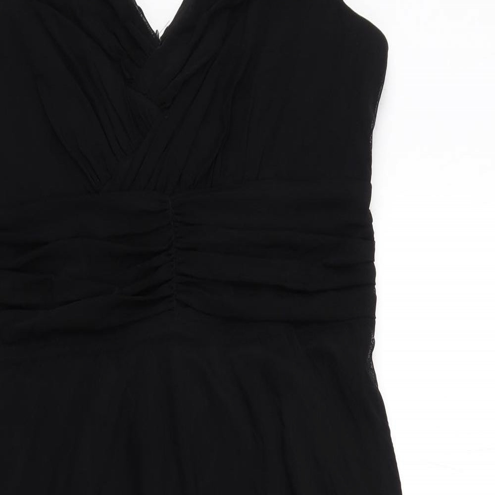 NEXT Womens Black Nylon Tank Dress Size 14 V-Neck Zip