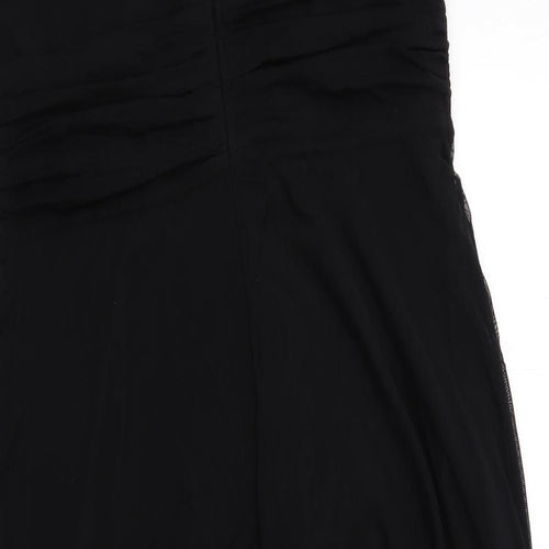 NEXT Womens Black Nylon Tank Dress Size 14 V-Neck Zip