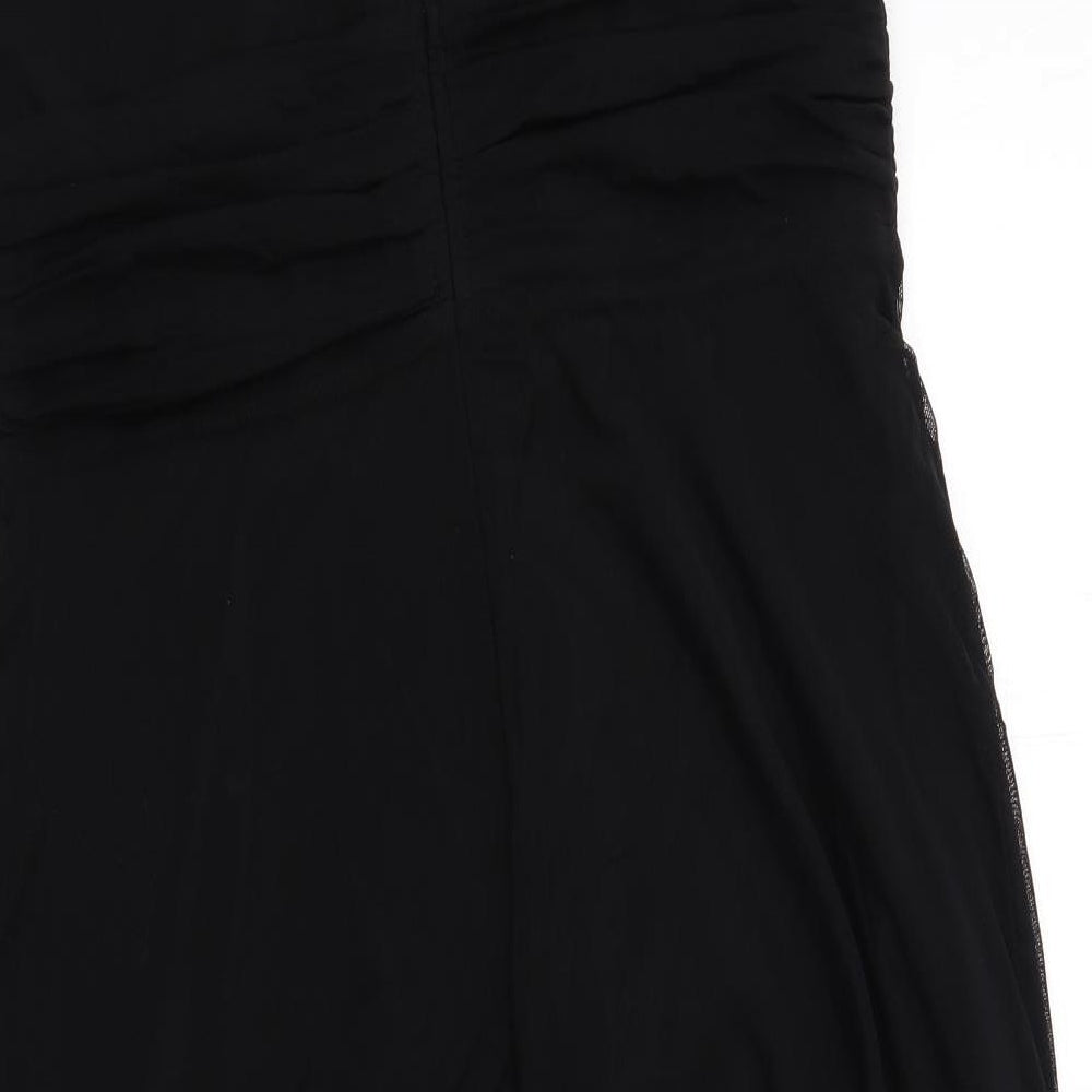 NEXT Womens Black Nylon Tank Dress Size 14 V-Neck Zip