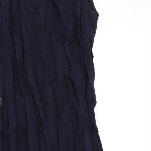 Berkertex Womens Blue Floral Viscose A-Line Size 12 Round Neck Button