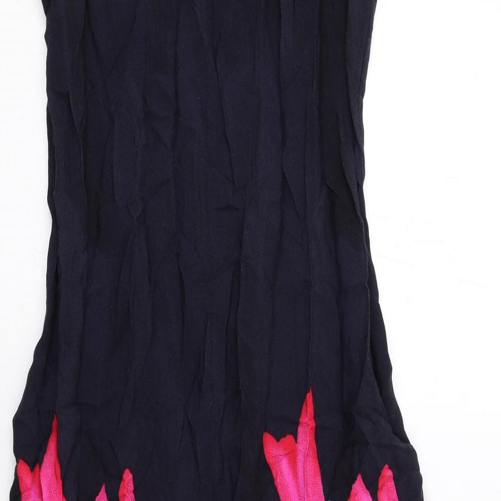 Berkertex Womens Blue Floral Viscose A-Line Size 12 Round Neck Button