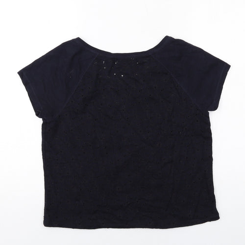 Per Una Womens Blue Cotton Basic T-Shirt Size 12 Round Neck