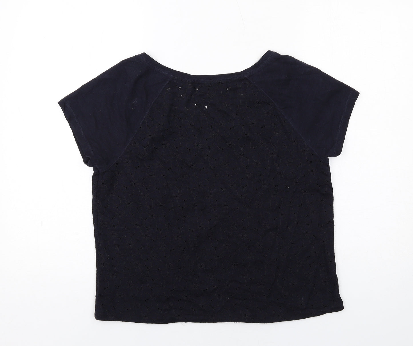 Per Una Womens Blue Cotton Basic T-Shirt Size 12 Round Neck