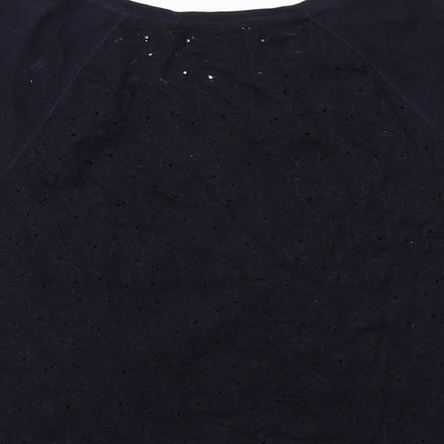 Per Una Womens Blue Cotton Basic T-Shirt Size 12 Round Neck
