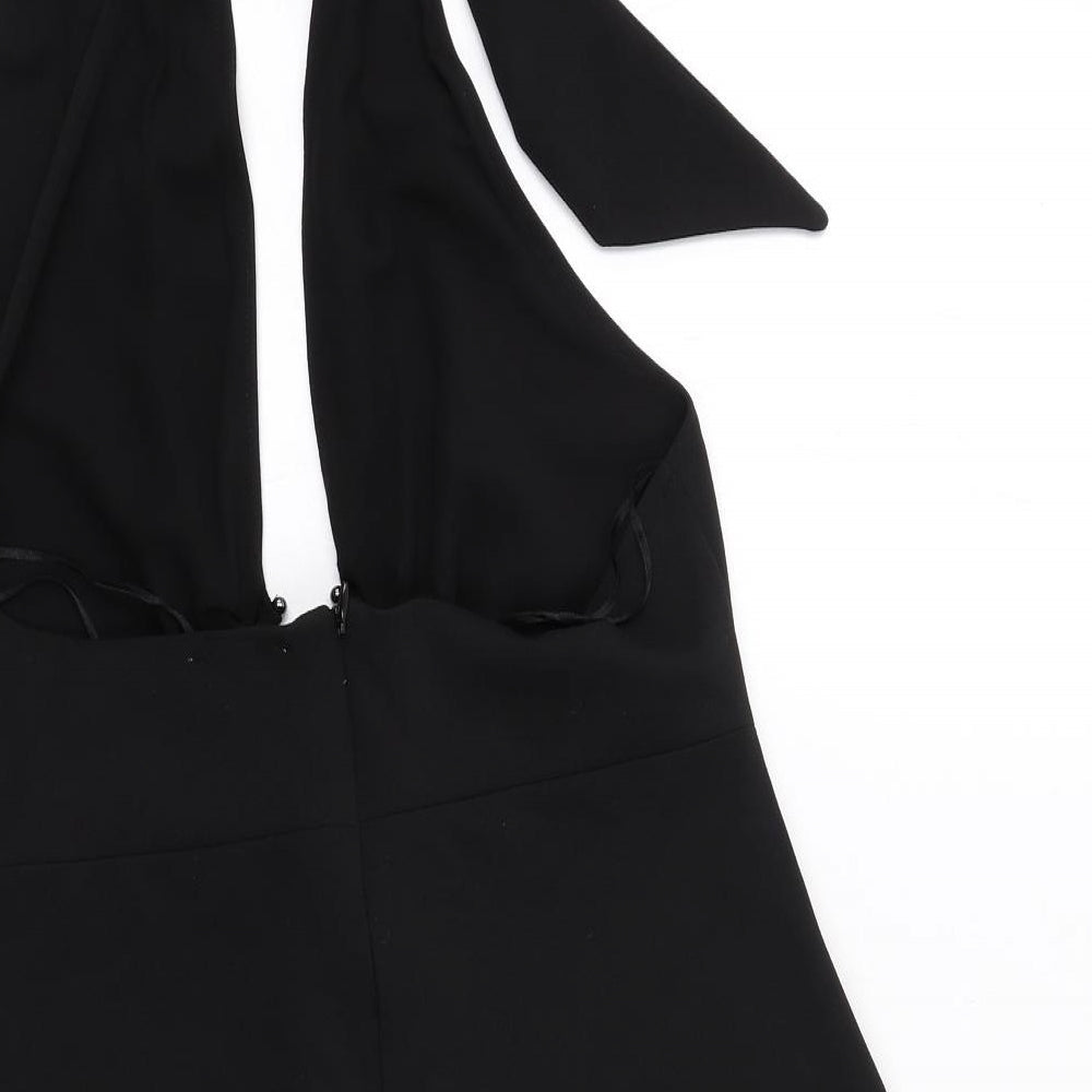 Zara Womens Black Polyester Mini Size L Halter Zip