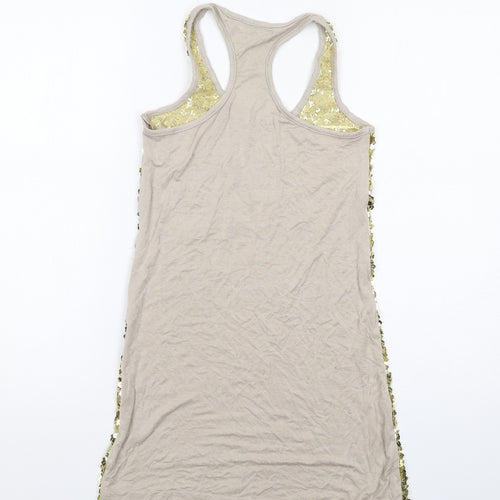 Glamorous Womens Gold Viscose Basic Tank Size 8 Round Neck
