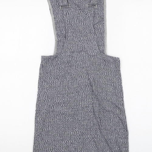 First and I Womens Blue Cotton Pinafore/Dungaree Dress Size M Scoop Neck Pullover