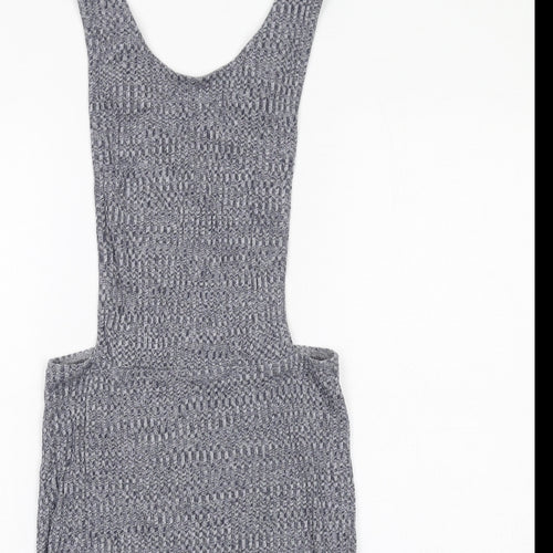 First and I Womens Blue Cotton Pinafore/Dungaree Dress Size M Scoop Neck Pullover