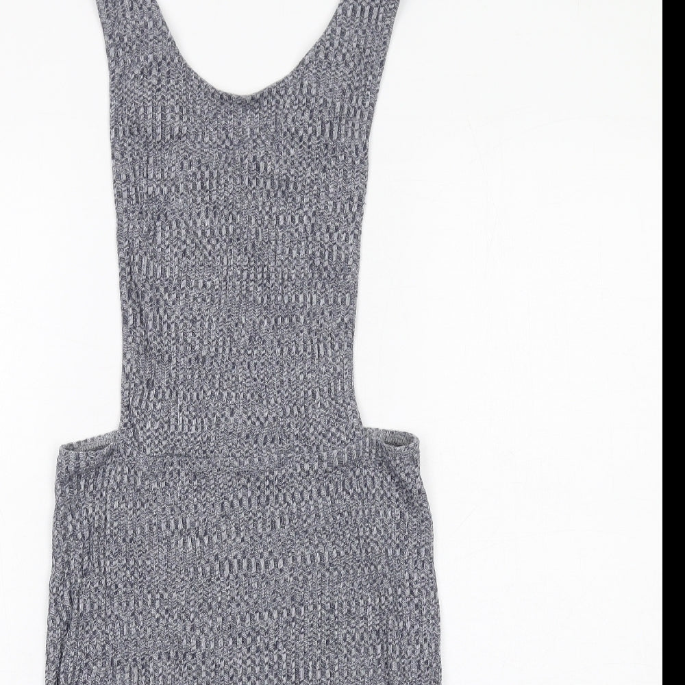 First and I Womens Blue Cotton Pinafore/Dungaree Dress Size M Scoop Neck Pullover