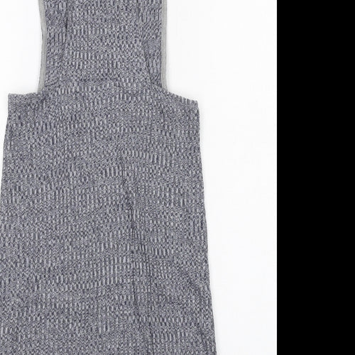 First and I Womens Blue Cotton Pinafore/Dungaree Dress Size M Scoop Neck Pullover