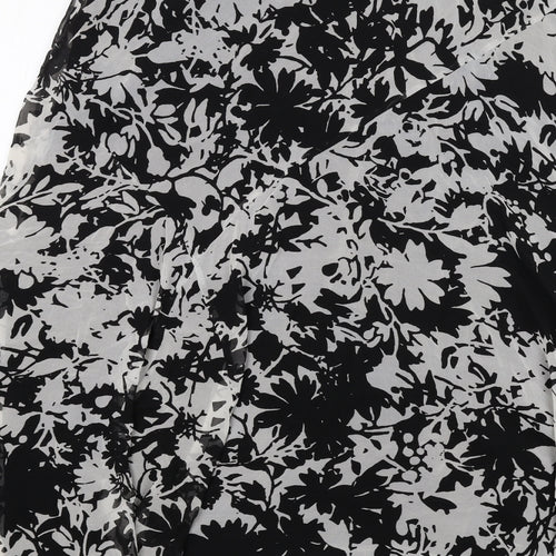 Marks and Spencer Womens Black Floral Polyester A-Line Skirt Size 14