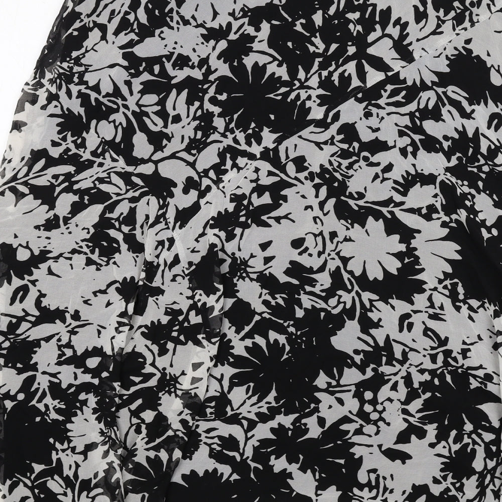 Marks and Spencer Womens Black Floral Polyester A-Line Skirt Size 14