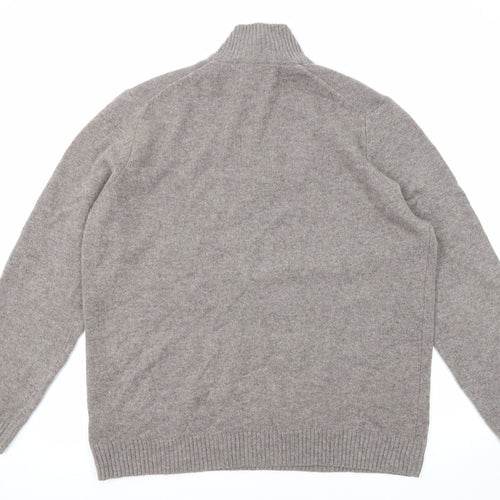 Marks and Spencer Mens Brown High Neck Wool Pullover Jumper Size XL Long Sleeve