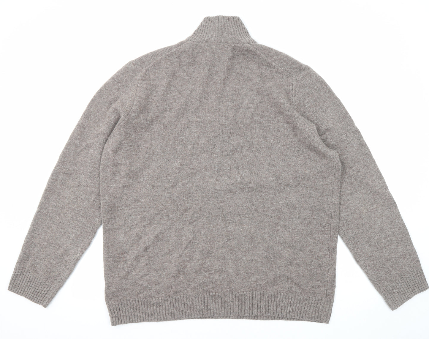 Marks and Spencer Mens Brown High Neck Wool Pullover Jumper Size XL Long Sleeve