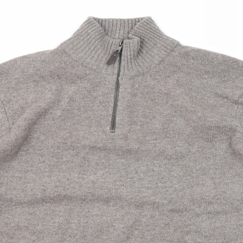 Marks and Spencer Mens Brown High Neck Wool Pullover Jumper Size XL Long Sleeve