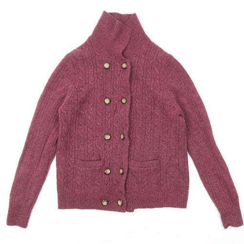 Blarney Womens Purple High Neck Wool Cardigan Jumper Size M