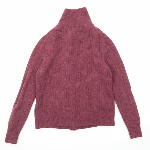 Blarney Womens Purple High Neck Wool Cardigan Jumper Size M