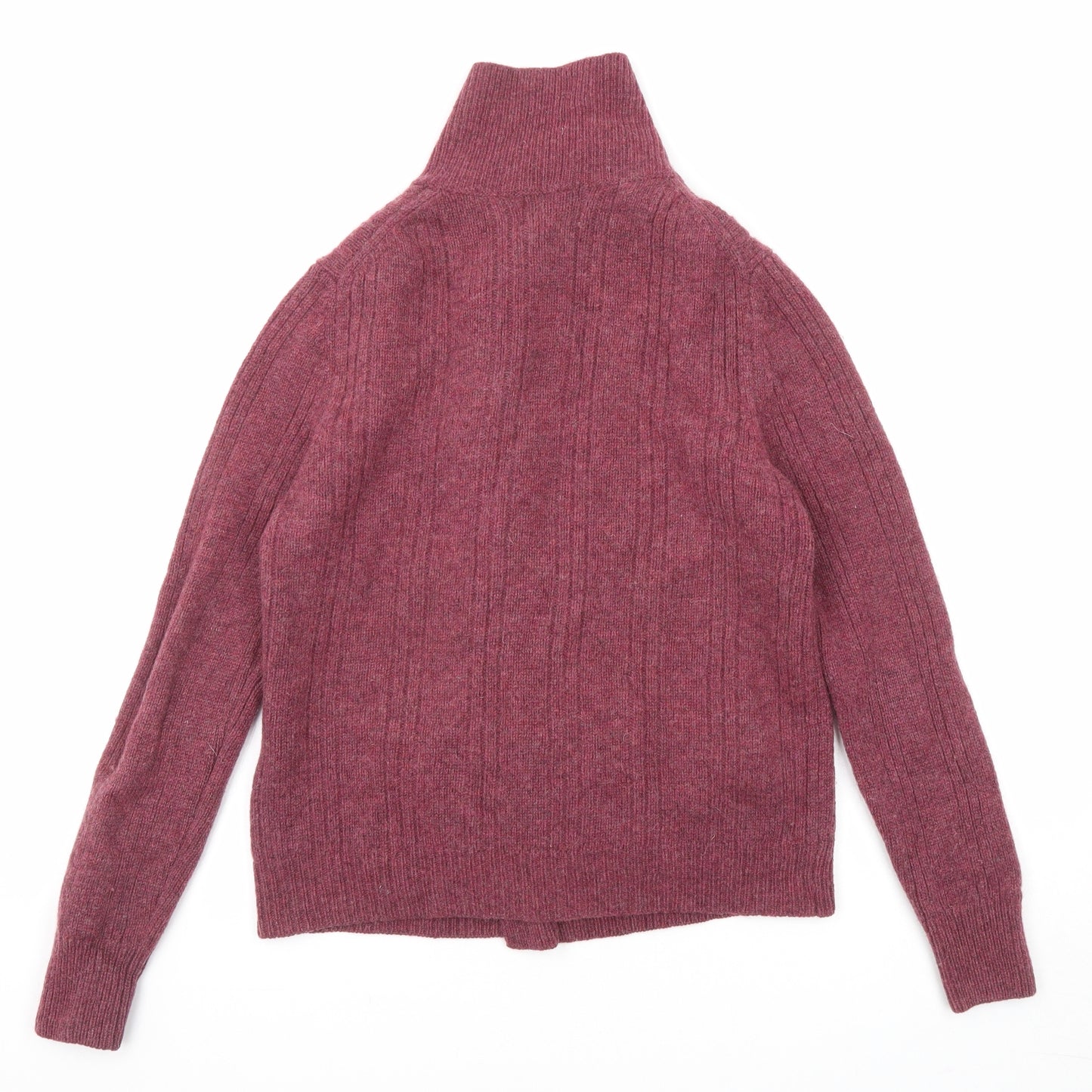 Blarney Womens Purple High Neck Wool Cardigan Jumper Size M