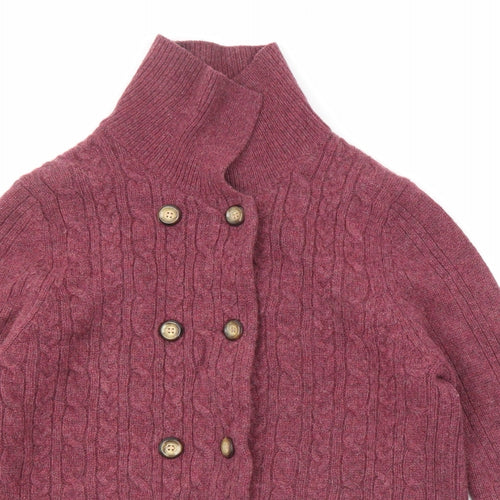 Blarney Womens Purple High Neck Wool Cardigan Jumper Size M