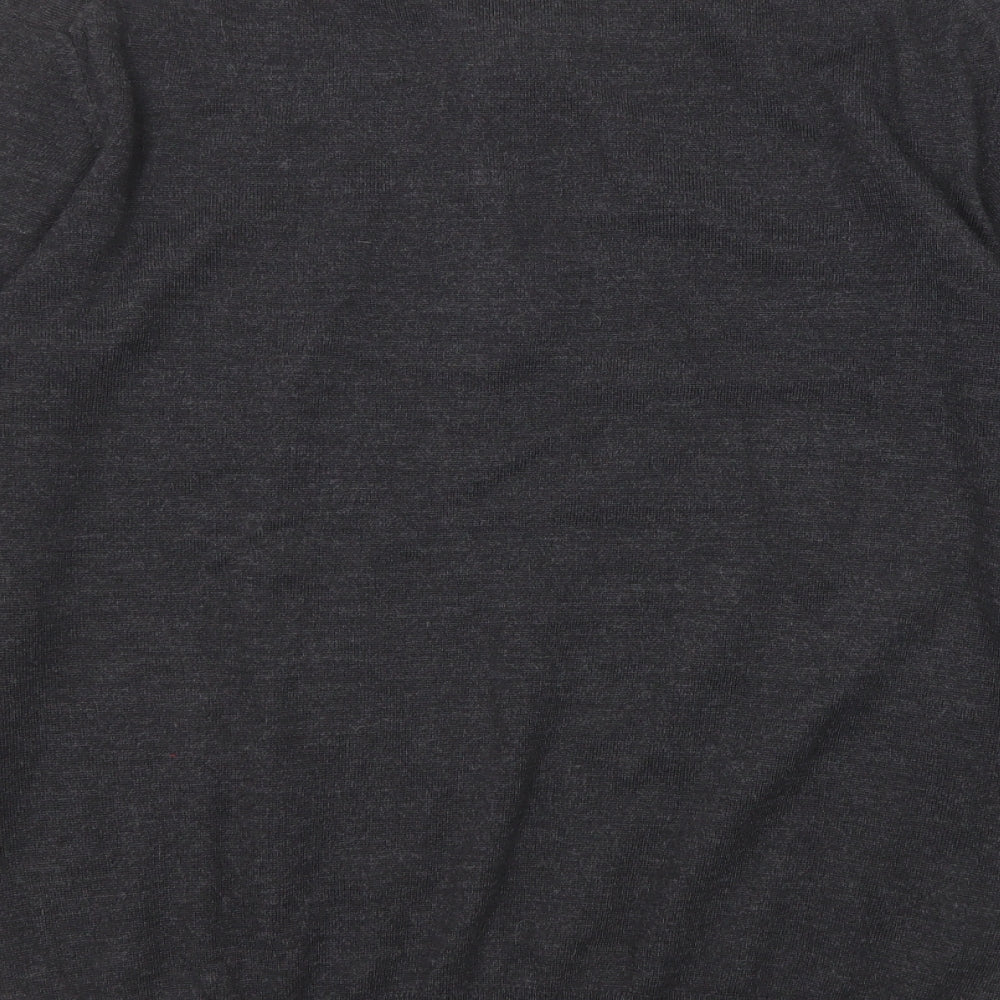 Marks and Spencer Mens Black Collared Wool Pullover Jumper Size L Long Sleeve