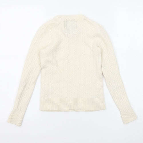 Superdry Womens Ivory Round Neck Wool Pullover Jumper Size S