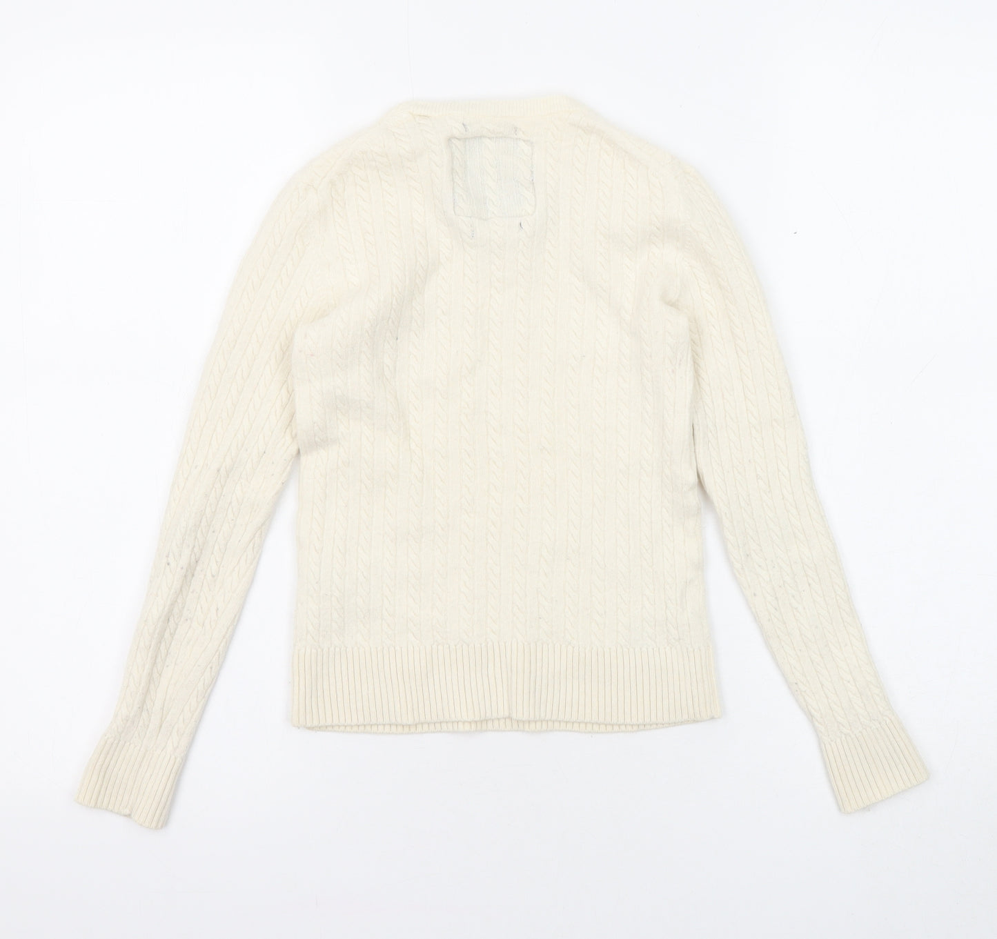 Superdry Womens Ivory Round Neck Wool Pullover Jumper Size S