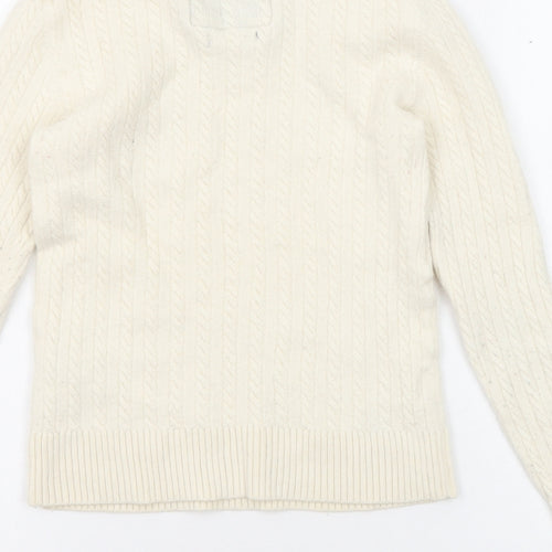 Superdry Womens Ivory Round Neck Wool Pullover Jumper Size S