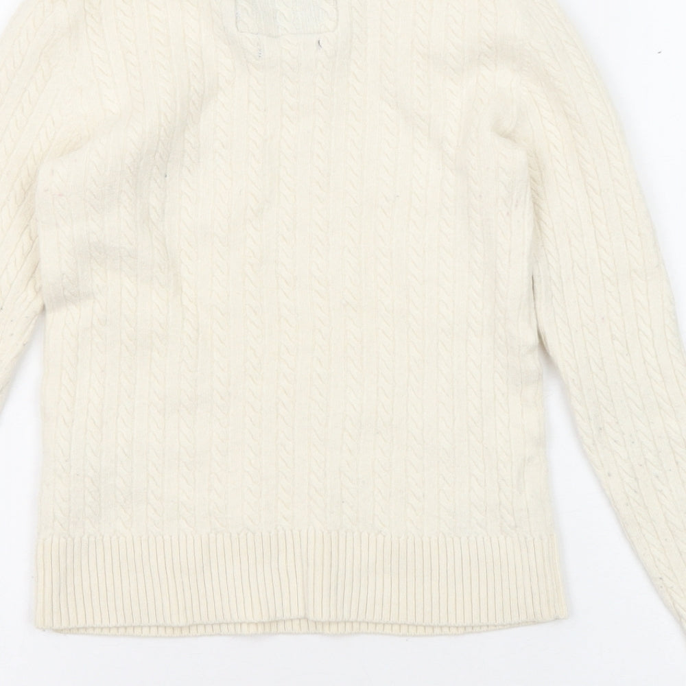 Superdry Womens Ivory Round Neck Wool Pullover Jumper Size S